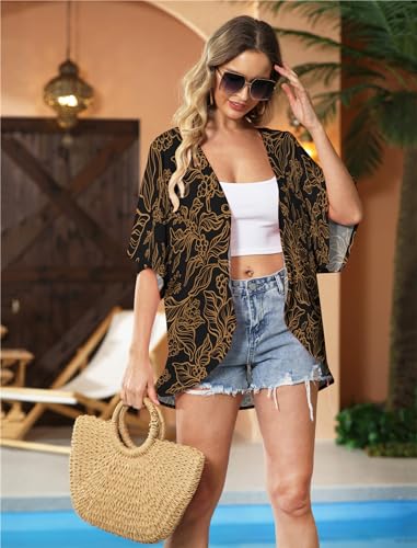KYKU Summer Kimonos for Women Casual Hawaiian Tropical Floral Tops2