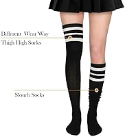 Vista 9 de Zando Paquete de 6 calcetines de algodón para mujer, por encima de la rodilla, calcetines a rayas para botas y calentadores de piernas para uso 6