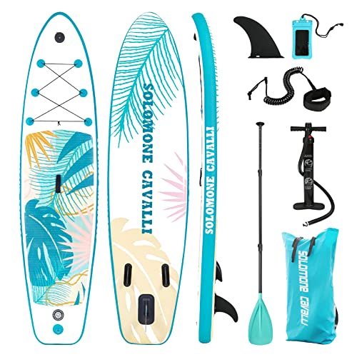 Inflatable Stand Up Paddle Board with Bracket Designed for All PADDLERS Free Premium SUP Accessories & Backpack, Non-Slip Deck. Bonus Waterproof Bag, Leash, Paddle, Hand Pump