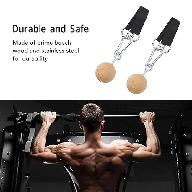 Wooden Pull up Grips and Balls, Arm Strength Pull up Ball Grip Strength for Chin up Bar, Kettlebell, Barbell Home Gym Workout