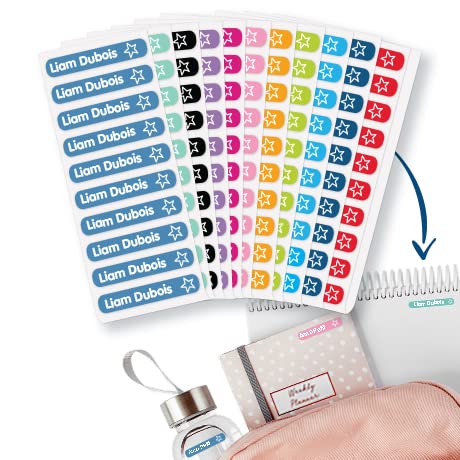 Mini autocollants - Bienmarquer, Idéal pour marquer toutes les fournitures scolaires afin de ne rien perdre ou mélanger. Avec un icone reconnaissable (Coloré) Cover
