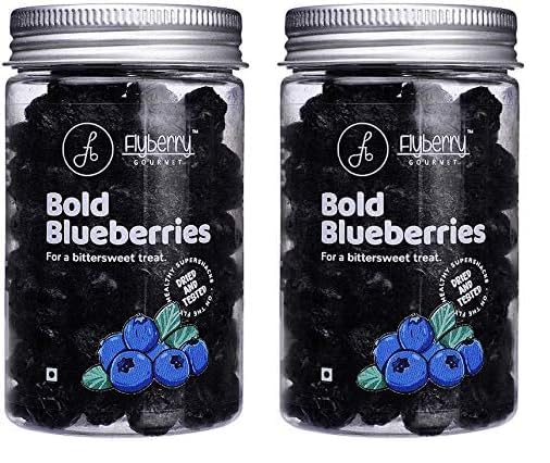 Image of Flyberry Gourmet Dried Blueberries, 100g | Sugar Free | Infused with Organic Apple Juice (Pack of 2)