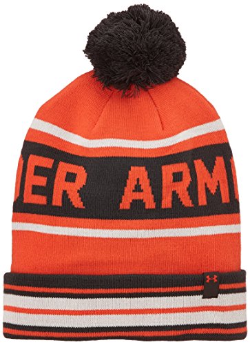 Mens Under Armour Retro Pom Beanie, Volcano/Light/Pastel Orange, One Size Fits All