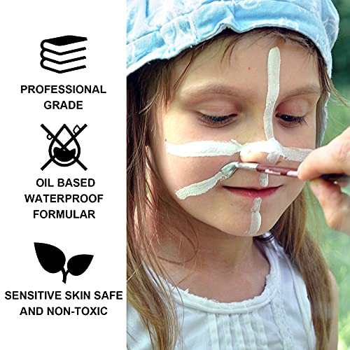 Bobisuka White Face And Body Paint,Professional Oil Based Creamy Painting Palette For Party Halloween Stage Cosplay Clown Sfx Makeup - Non Toxic For Adults And Kids (Large 70G/2.46Oz) #TOP3