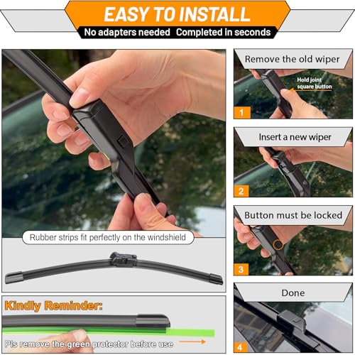 Image of OEM Windshield Wiper Blade Replacement for Toyota Tacoma 2024-2025 | Fits Tacoma 2024-2025, 24 inch +20 inch, 2-pack, OEM quality, all-season performance, easy install