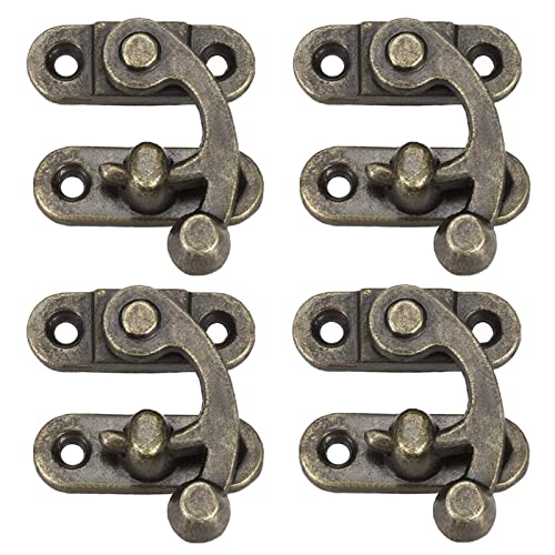 Image of 4 PCs Vintage Hook Hasp Decorative Swing Lock Clasp Right Latch for Jewelry Box Gift Case Wooden Box (Bronze)