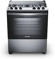 Fogão Brastemp 5 Bocas Cor Inox Com Turbo Chama - BFS5GDR 220V