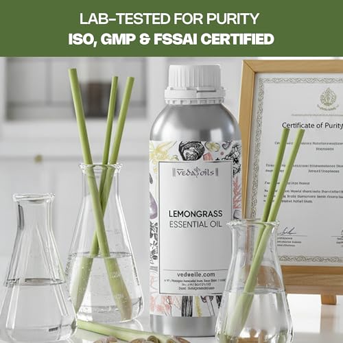 Image of VedaOils Lemongrass Essential Oil 100ml | 100% Pure, Natural & Undiluted Aroma Oil | Strong & Long-Lasting Fragrance for Diffuser, Home, Office, Candles & Aromatherapy