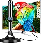 Indoor TV Antenna for Local Channels, Long Range HDTV Antenna with 360° Reception & Magnetic Base, Supports 4K 1080P UHF VHF, 10FT Coax Cable for Smart & Old TVs (Blue)