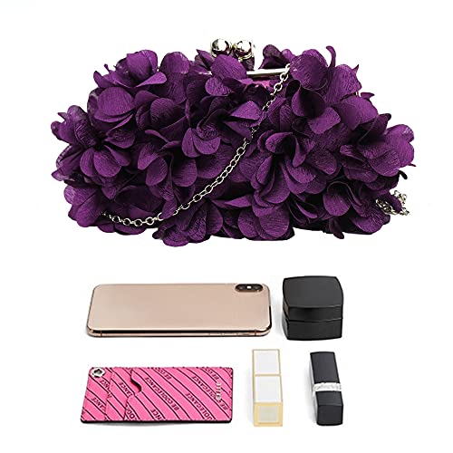 Image of Buddy Women Rose Shaped Clutch Soft Satin Wristlet Handbag Wedding Party Purse