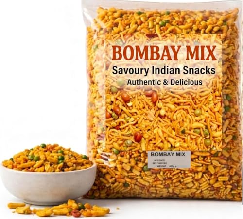 Bombay Mix Savoury Indian Snack Authentic Blend of Noodles Peanuts Lentils and Spices 400g Resealable Bag