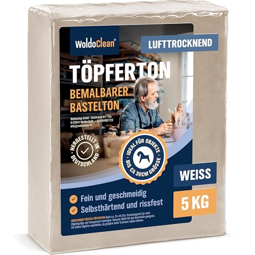 WoldoClean Ton lufttrocknend ohne Brennen Weiß 5 kg Air Dry Clay