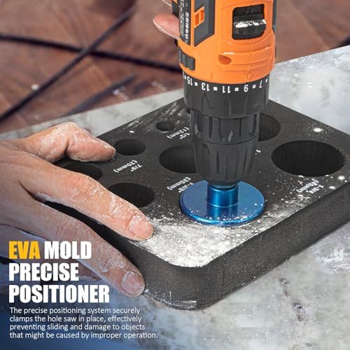 Image of Diamond Hole Saw Kit Tile Hole Saw Kit 10 PCS Serrated Brazing Core Drill Bit Set with EVA Guide Jig Diamond Drill Bits for Porcelain Tile Glass Ceramic Stone Granite Marble