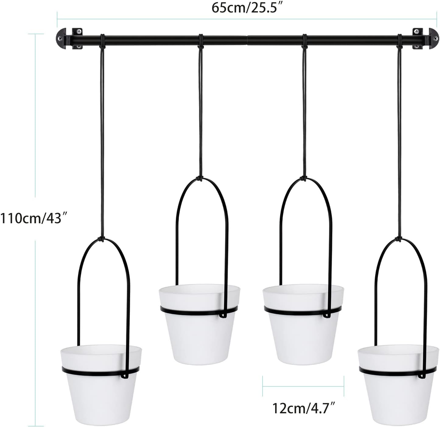 Hanging Planter Hanging Plant Holder, 6 Inch 4 Indoor Plant Pots, Wall/Window Plant Hanger Indoor Herb Garden - Image 3