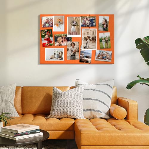 Image of MaxGear Felt Bulletin Board 36 inch x 24 inch, Orange Felt Wall Tiles Push Pins