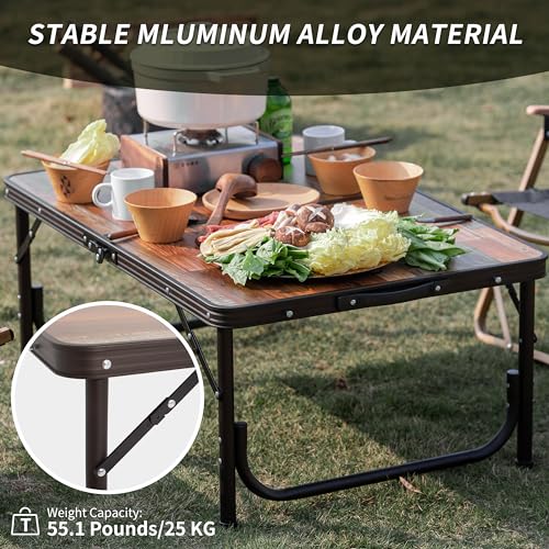 Naturehike Mesa Plegable de Camping, Mesa Portátil con Patas Ajustables, 20.87×15.75×9.05 Pulgadas, Mesa Retro Plegable para Camping, BBQ y Viajes miniatura 5