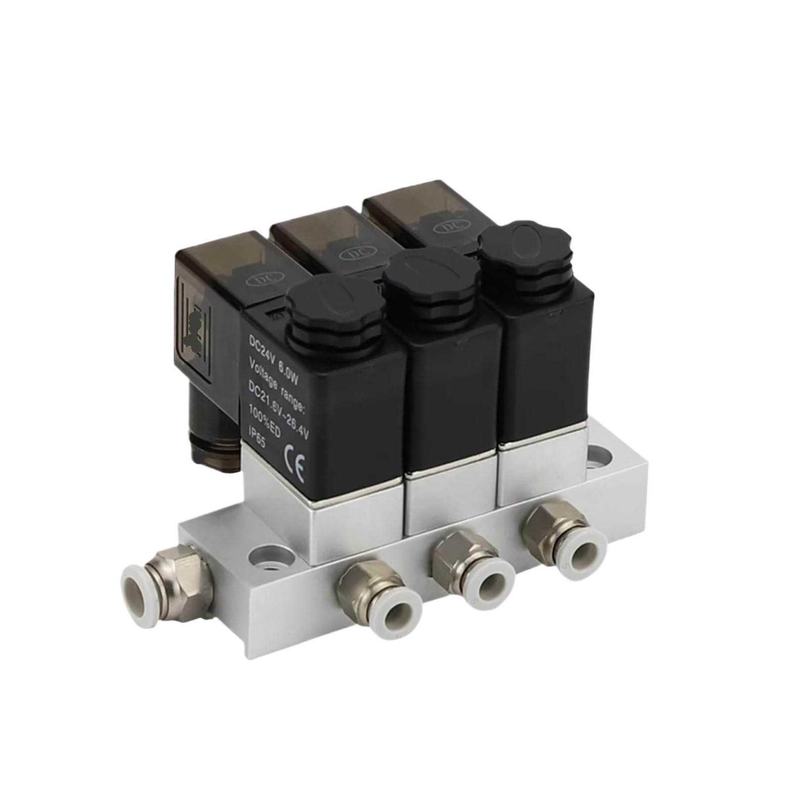 Electroválvula neumática de colector Combinado multivía 2v025, 12 V, 24 V, 110 V y 220 V, válvula magnética de Aire de 2 vías, Normalmente Cerrada.(3 Stations)