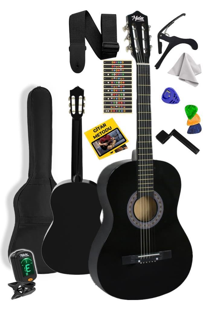 Midex CG-36BK-PAK Kaliteli 36 İnç 3/4 Juniur Çocuk Gitarı 8-12 Yaş Arası (Çanta Tuner Askı Pena Metod)
