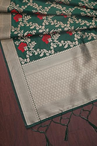 Image of DEVANGI Women's Woven Jacquard Banarasi Silk Printed Dupatta /Chunni with Meena Work, Width 1 Meter, Length 2.5 Meter