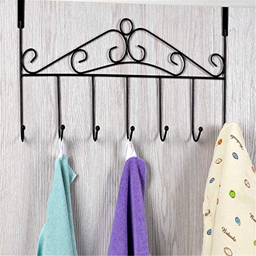 Corldif 2 Packs Over The Door Hook Duty for Hanging Coat Rack Wall Mounted Rack Over The Door Hook Organizer 7 Hooks Black - Thumbnail 3