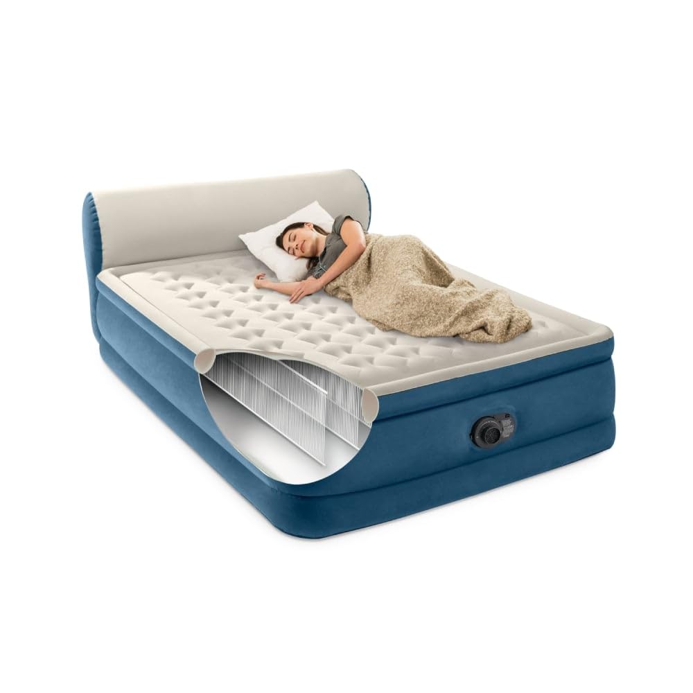 SILKY BED Materasso Gonfiabile Matrimoniale 229x152x46 cm – ORIGINALE VISTO IN TV Autogonfiante con Pompa Elettrica Integrata, Comfort Ergonomico, Testiera Alta 33 cm e Borsa da Trasporto