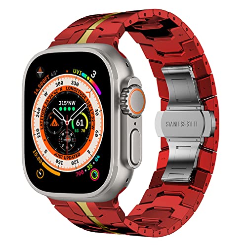 FULLIFE Stainless Steel Link Band for Apple Watch Ultra 3/2/1 49mm, Folding Clasp Metal Bracelet...