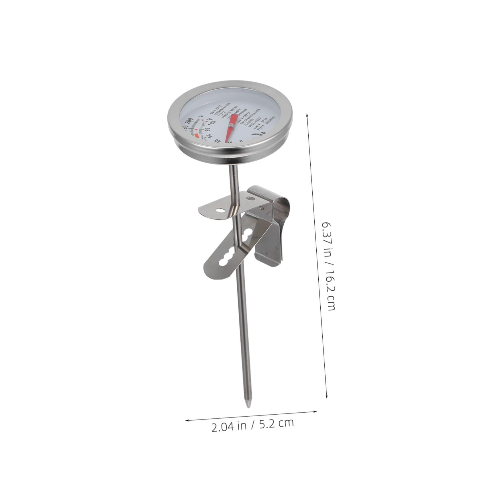 OUNONA 304 Stainless Steel Milk Thermometer Probe Instant Read Thermometer Clip for Kitchen Beverage