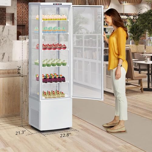 Image of Commercial Refrigerators, Commercial Display Refrigerator with Glass Door, 11.3 Cu. Ft Merchandiser Refrigerator, Fridge with Adjustable Shelves, Led Light, Drink Cooler for Home Restaurant, Black
