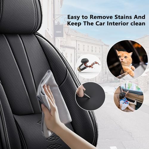 Image of Car Seat Covers for Neon,for Dodge Neon 2000-2005,Leather Full Set Seat Covers,Airbag-Compatible Car Seat Protectors,Waterproof Seat Cover for Cars(Black,5PCS Only)