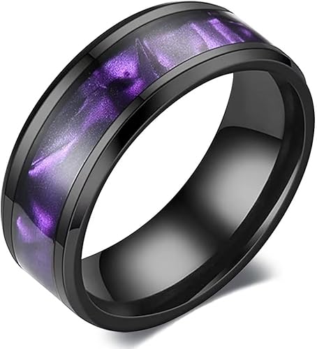 Miniatura 2 de XAHH Anillos para parejas para él y ella, chapado en oro negro, anillo de boda de promesa para mujer, circonita cúbica púrpura, circonita cúbica,