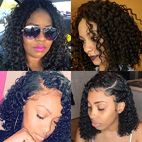 image for BLY Short Curly Bob Wigs Brazilian Virgin Human Hair Lace Front Wigs K