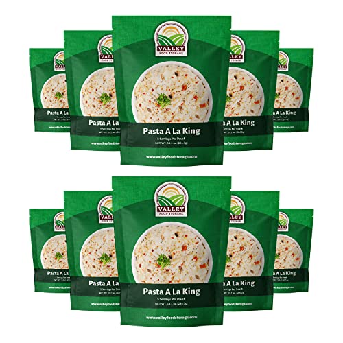 Image of Valley Food Storage Pasta A La King | 10-Bag Bucket, 50 Servings | Non-GMO Premium Emergency Food Supply, 25 Year Shelf Life | Survival Meal Kits, Prepper Food & Off-Grid Living Supplies, Packaged in USA