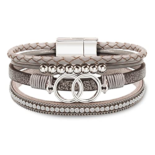 Image of Bracelets for Women, Gifts for Mom Her Christmas Gift 2026 Leather Bracelets for Women Birthday Gift for Daughter Inspirational Wrap Bracelet Sister Friend Teen Girl Gift Layered Stocking Stuffers Jewelry