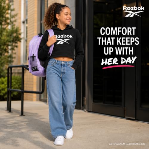 Reebok Girls Midweight Fleece Pullover Hoodie with Lined Hood for School - image 7