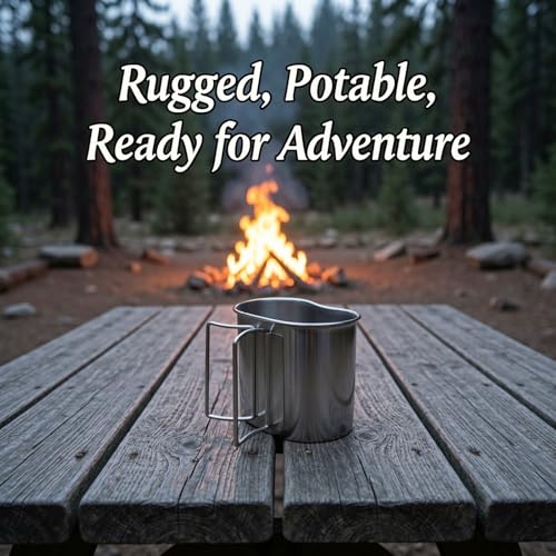 Vaso Kit de Cocina de Acero Inoxidable, Cantimplora estilo Retro para Camping al Aire Libre, Compatible con Fuego Abierto, Asa Plegable, Vaso para Hervir Agua y Bebidas, 14 x 9 x 10.5 cm miniatura 5
