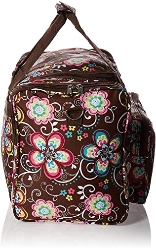 World Traveler Floral Prints 19-inch Duffel Bag, Brown Daisy2