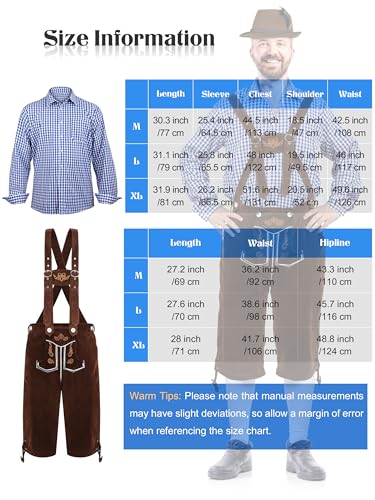 SOMSOC Men’s German Bavarian Oktoberfest Costume Set Includes Mens Lederhosen with Suspenders & Shirt & Socks and Hat2