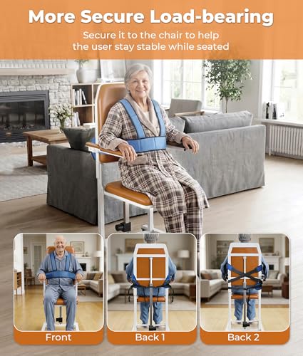 Image of Electric Chair Lift with 4 Wheels and PU Cushion, Get Up from Floor Lift for Elderly, 573 LBS, Safety Seat Belts and Handrails, Suitable for Home or Care Facilities Use