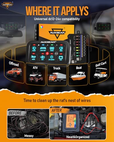 image for Auxbeam 8 Gang Switch Panel RA80 Auto-Dimmable RGB Switch Panel w/Mome