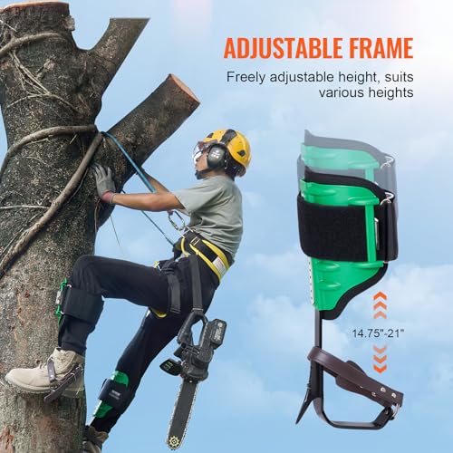 Image of VEVOR Tree Climbing Spikes, 1 Pair Height-Adjustable Climbing Spurs, 350lbs Load Capacity Tree Climbing Gear with Straps, Arborist Equipment for Climbers, Hunting, Fruit Picking