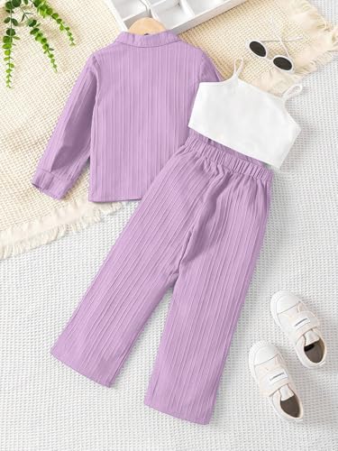Image of Tagas Girls Casual Simple Style Polyester Solid Camisole Top, Long Sleeve Shirt And Straight Pants||3 Piece Set|| DRESS FOR GIRLS||(GCS-12)