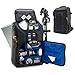 USA GEAR DSLR Camera Backpack Case (Blue) - 15.6 inch Laptop Compartment, Padded Custom Dividers, Tripod Holder, Rain Cover, Long-Lasting Durability and Storage Pockets - Compatible with Many DSLRs