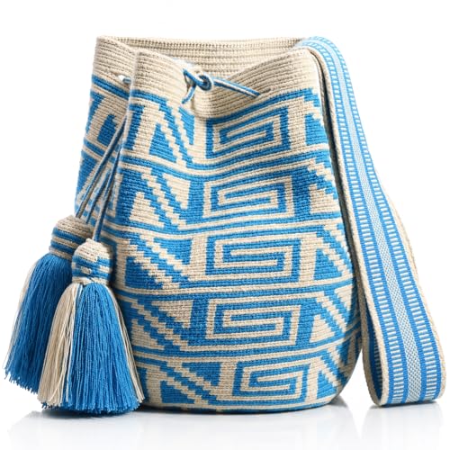 Image of WYOU Designer Collection Wayuu Hand-Crochet Hippie Purse, Summer Crossbody Boho Bags for Women, Classy Crochet Beach bag