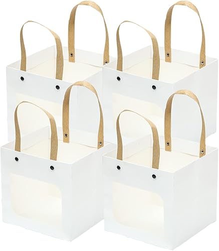 ysmile Bolsa de papel kraft para regalo con asa cuadrada para cumpleaños, boda, baby shower, 5.9 x 5.9 x 5.9 pulgadas, 12 piezas de