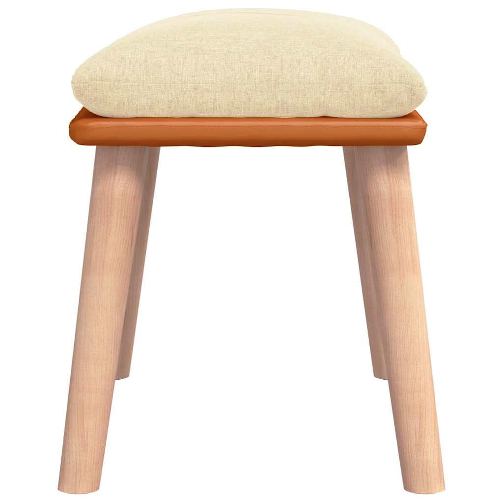 Fengshui Podnóżek kremowy 45 x 29,5 x 35 cm materiał i sztuczna skóra