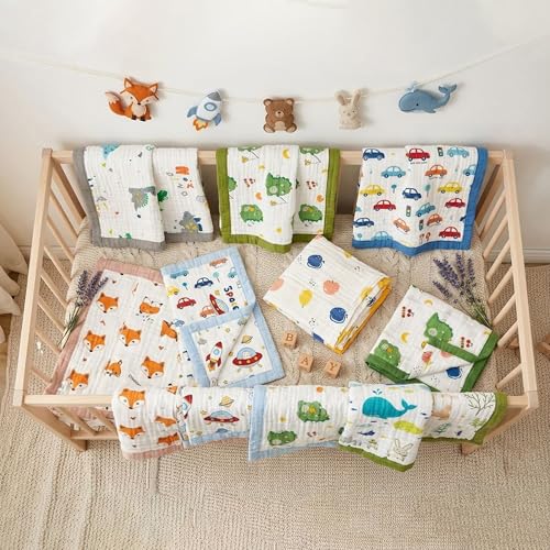 Image of DESYN 6 Layer Muslin Blanket for New Born & Kids| Swaddle Wrap| Bath Towel | 1 Pc | MIX PRINTS (110*110 cm)100% Cotton Multipurpose Ultra Soft Lightweight & Breathable Receiving Blanket