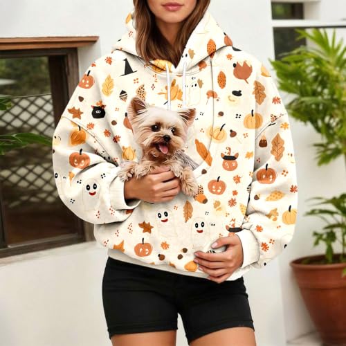Halloween Pet Pouch Hoodie Ghost Graphic Cat Dog Holder Hooded Sweatshirt - image 3