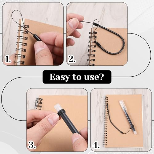 Image of 10 PCS Pen Leash, Elastic Retractable Pen Holder Tether, Plastic Retractable Coil Strap Leashes String, Anti-Lose Pens Lanyards with Silicone Ring, Plastic leash for Touch Clipboard Pens