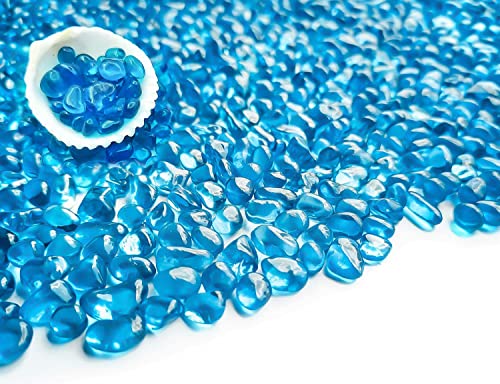 Image of Keedolla 2 lbs /900g Fish Tank Rocks Beads Aquarium, Clear Glass Pebbles Stones Gravel for Vases Fillers, Garden, Aquarium, Betta Fish Turtle Tank, Succulent Plants Decor - Sea Blue