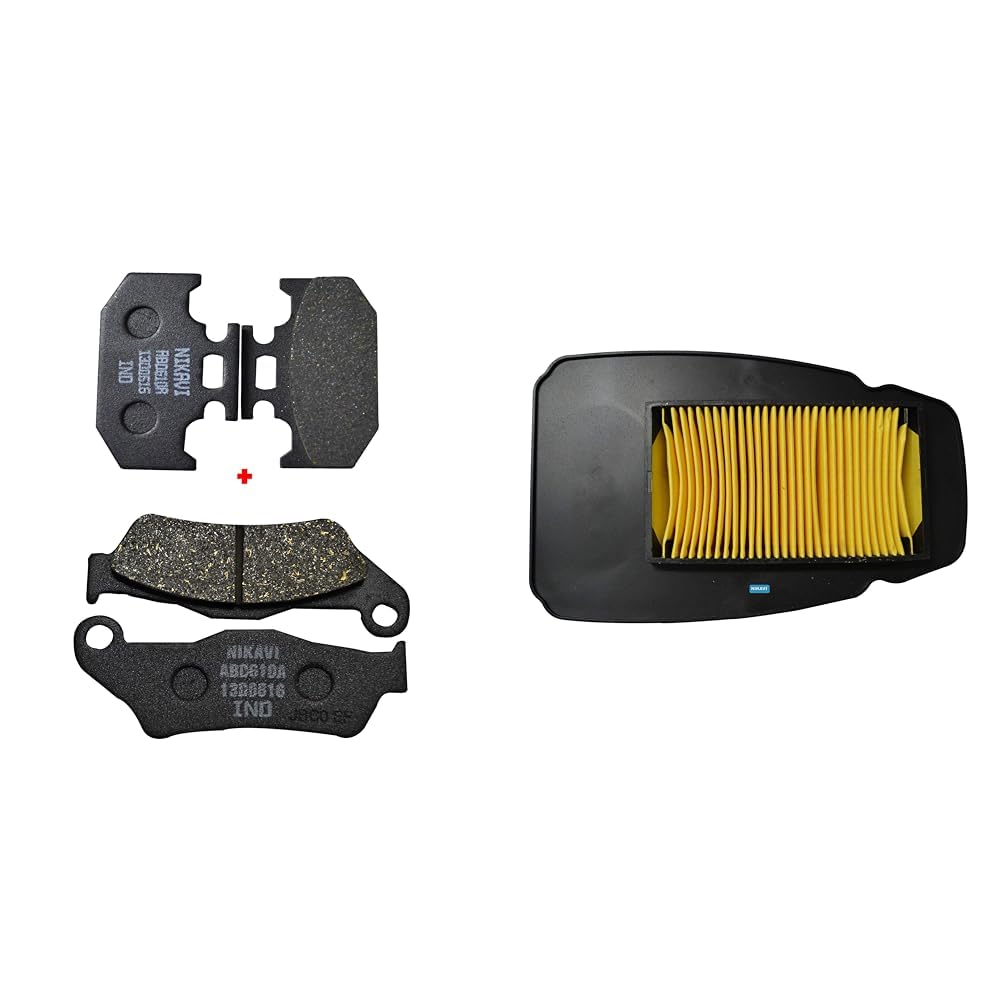 nikavi dp1 & dp25 front rear - combo brake disc pads compatible for yamaha r15 (version -3) v3,nikavi naff045a motorcycle air filter compatible for yamaha r15 v3 / bs6